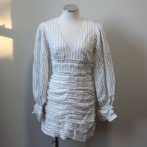C/MEO Collective | CMEO Long Sleeve Striped Mini Dress in White/Black